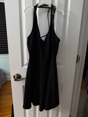 Black Halter Fit-and-Flare Dress